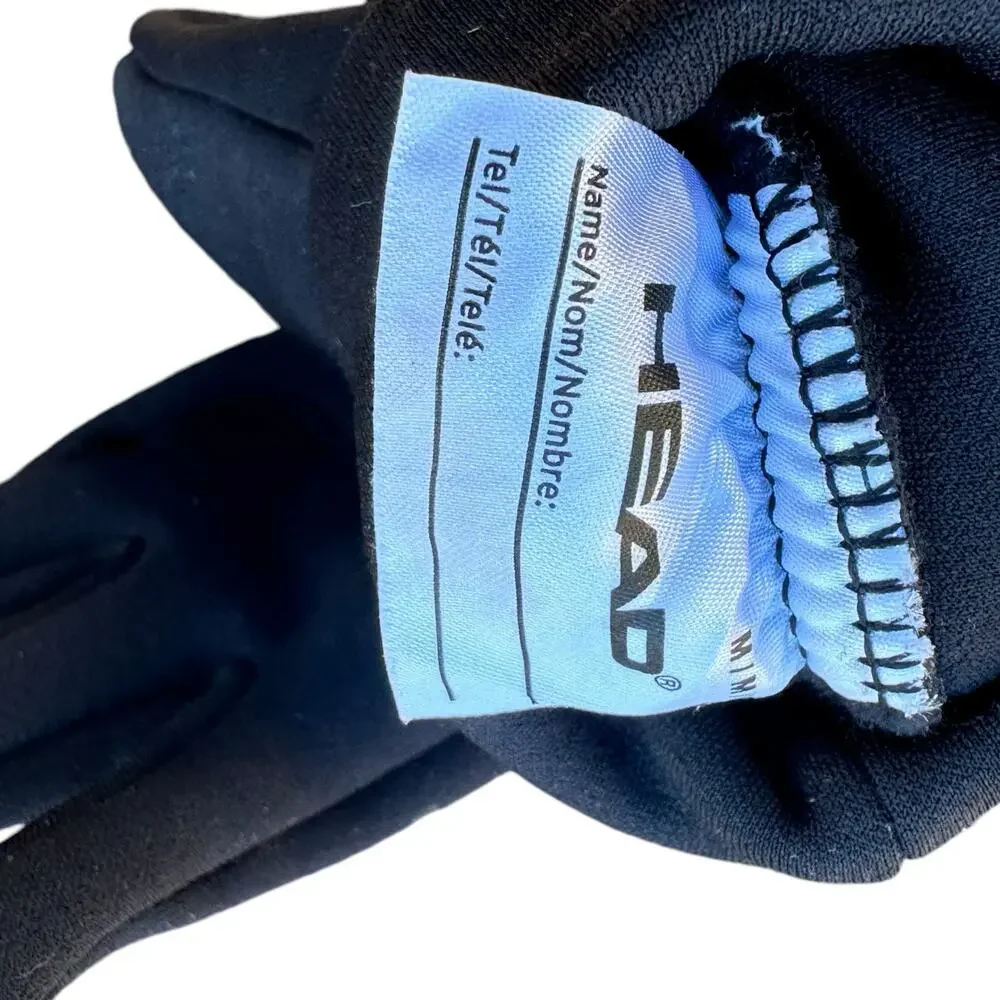 Head Black Unisex Kids Silicone Palm Touchscreen Compatible Fleece Gloves Size M